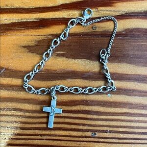 Retired James Avery Sterling Silver Music Note Cross Bracelet